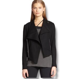 Helmut Lang Sonar Wool Cropped Moto Jacket Black Size P